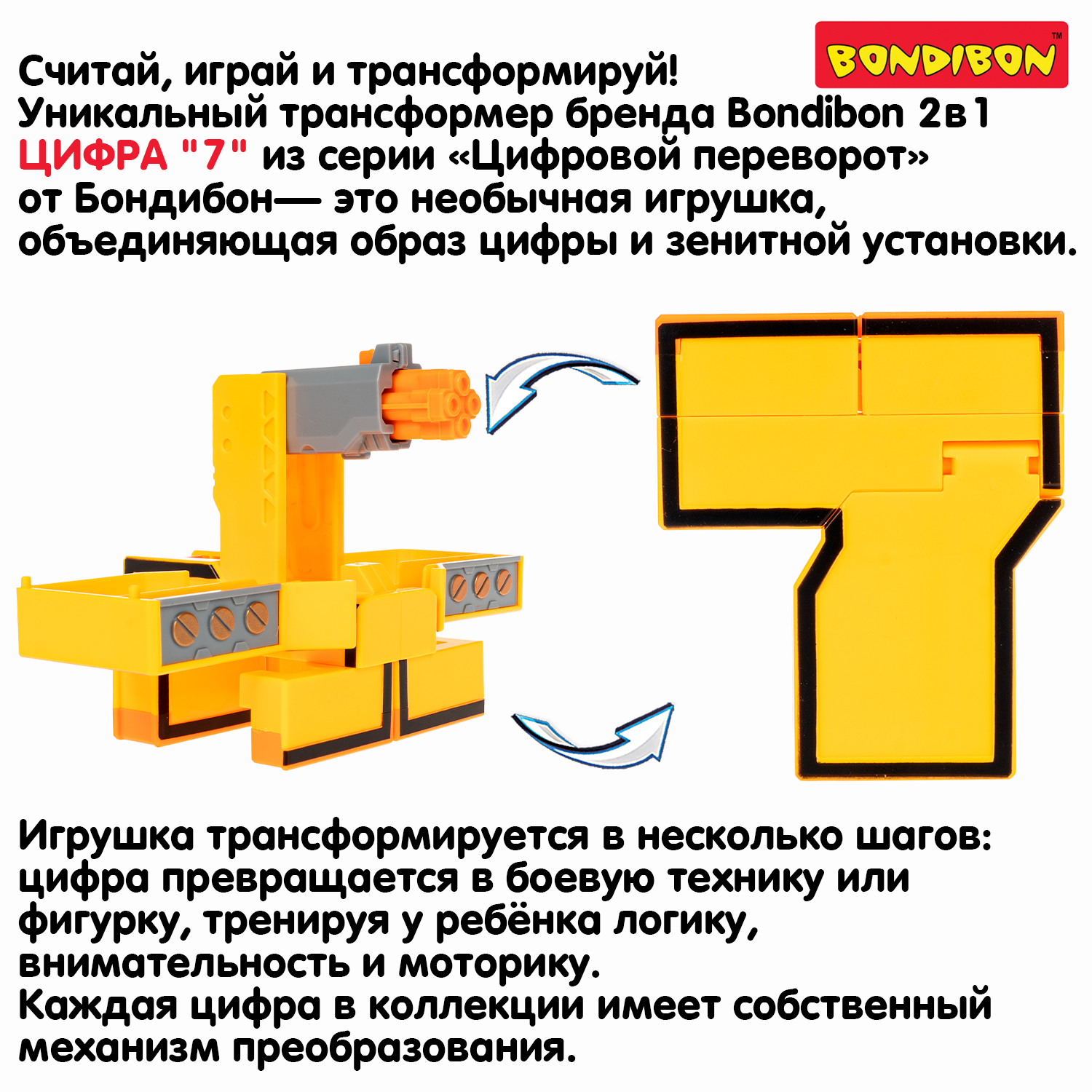 Фигурка Bondibon трансформер Робот Цифра 2в1 - фото 7