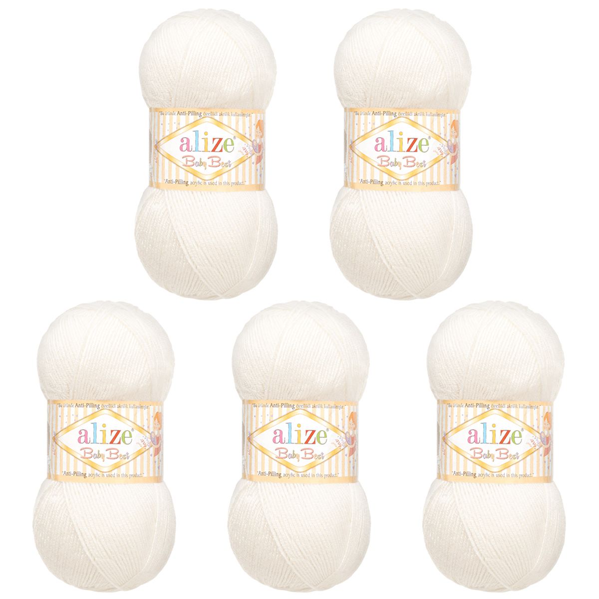 Пряжа для вязания Alize baby best бамбук акрил с эффектом антипиллинг 100 г 240 м 55 белый 5 мотков - фото 6