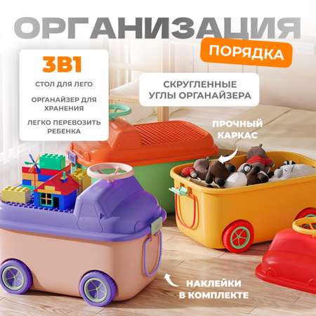 Ящик для хранения игрушек Solmax контейнер на колесиках 54х41.5х38 см зеленый
