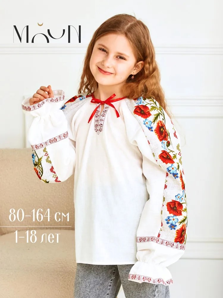 Рубашка MOUN руб_лен_маки - фото 2
