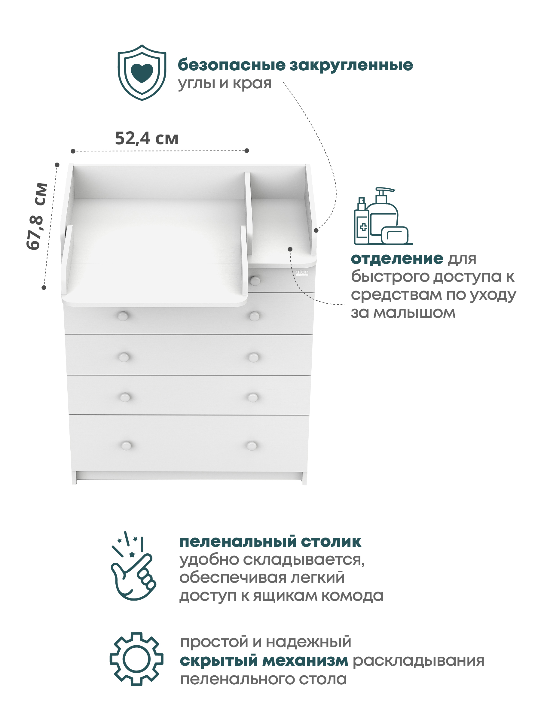Комод пеленальный Aton Maks белая аляска белый - фото 5