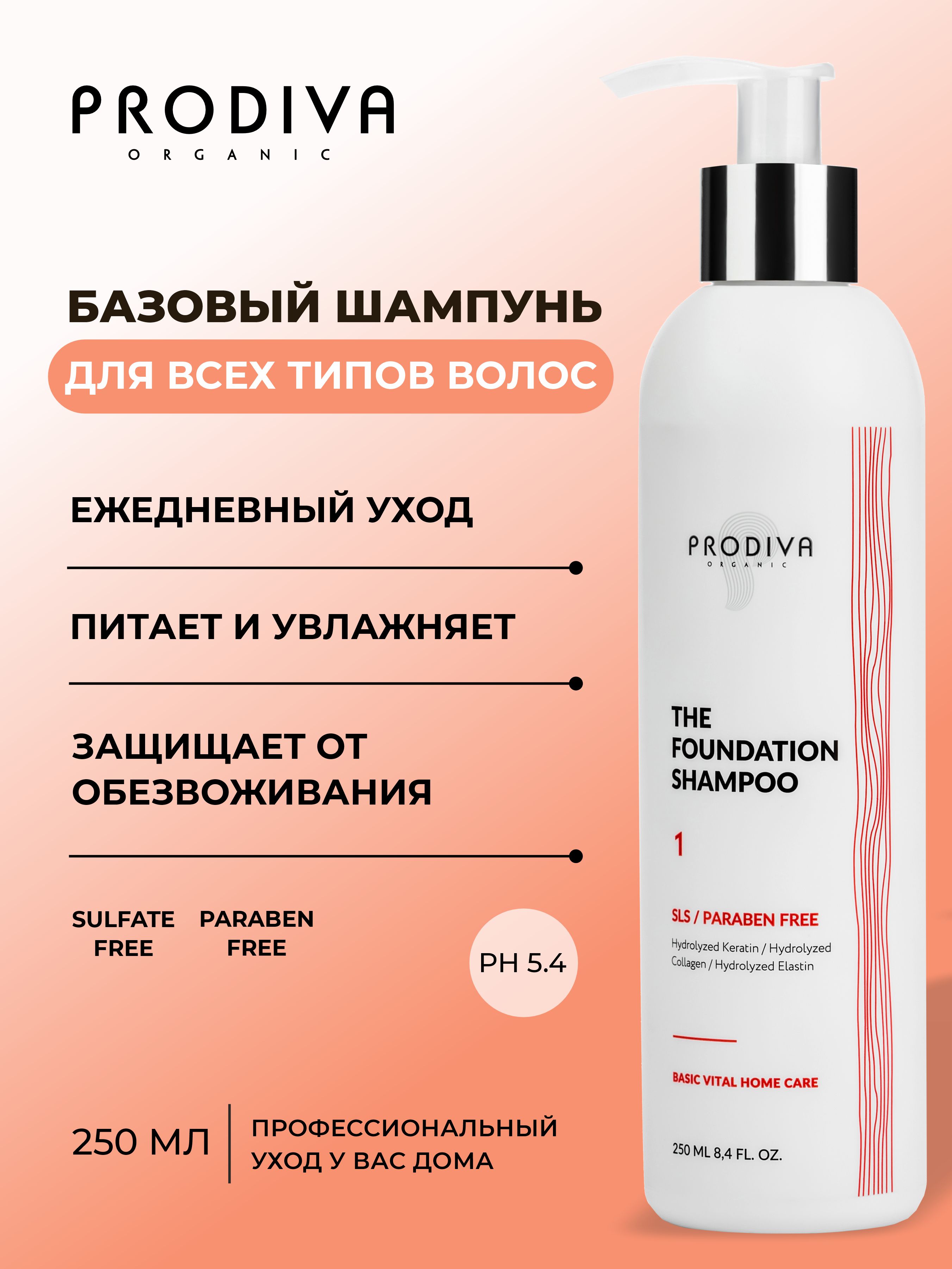 Шампунь PRODIVA Базовый бессульфатный шампунь 250 мл - фото 2