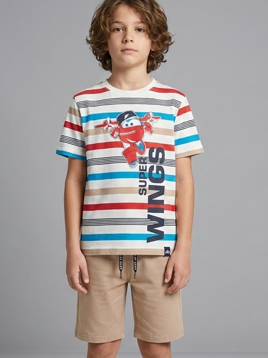 Изображение товара Детский костюм футболка и шорты PlayToday 122 яркий с персонажами