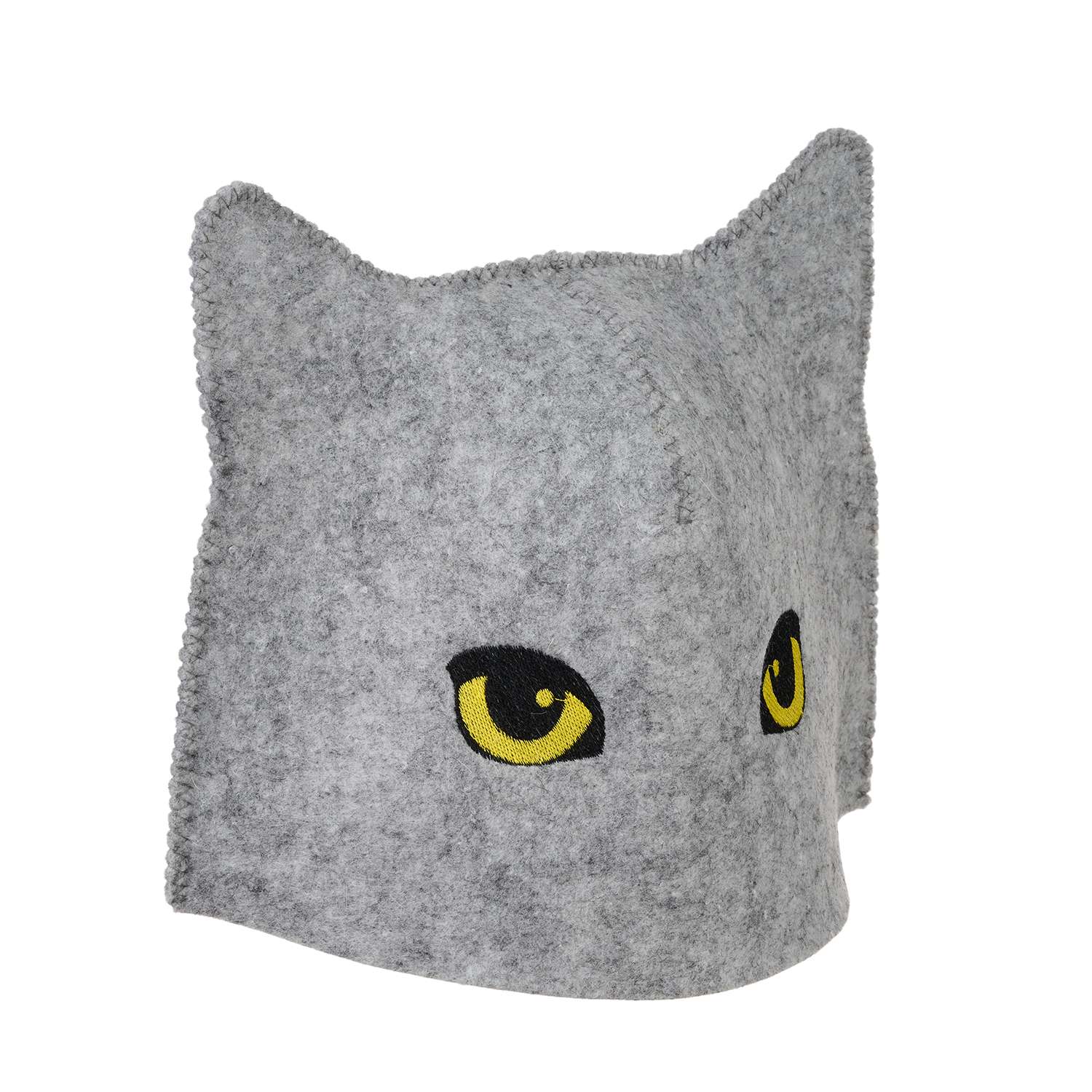 Шапка банная ГлавБаня Кошка с вышивкой войлок серый синтетический - фото 1