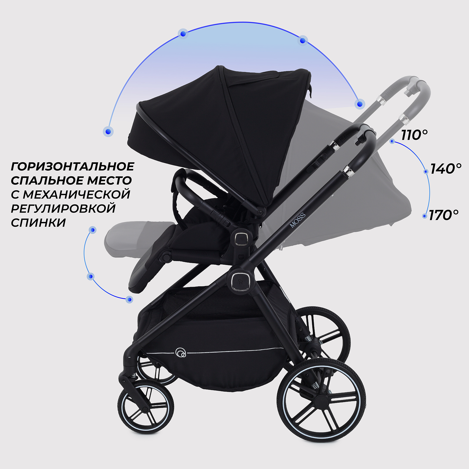 Коляска прогулочная Rant Moss черный - фото 6