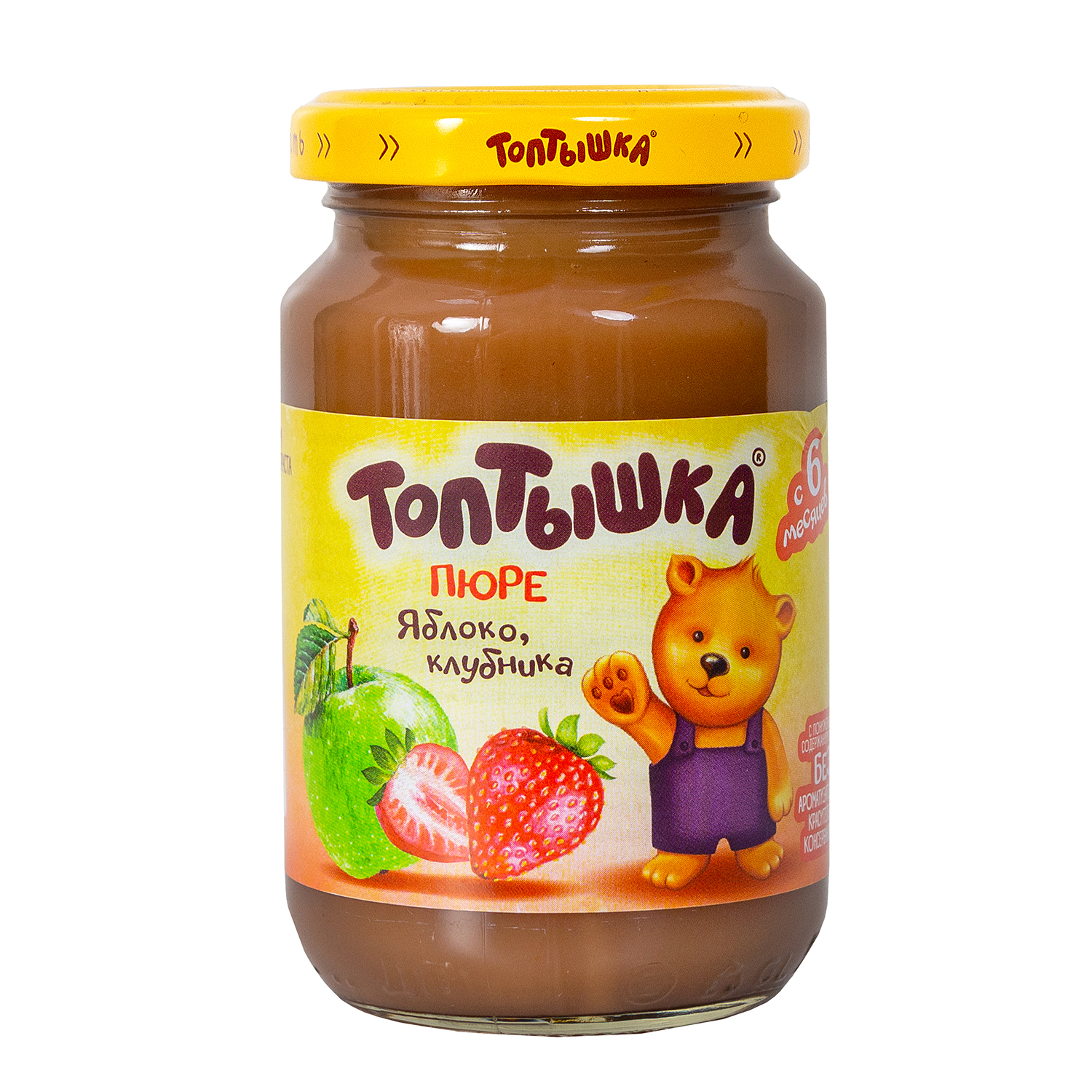 Пюре Топтышка Яблоко-клубника с 6 мес 190 г - фото 1