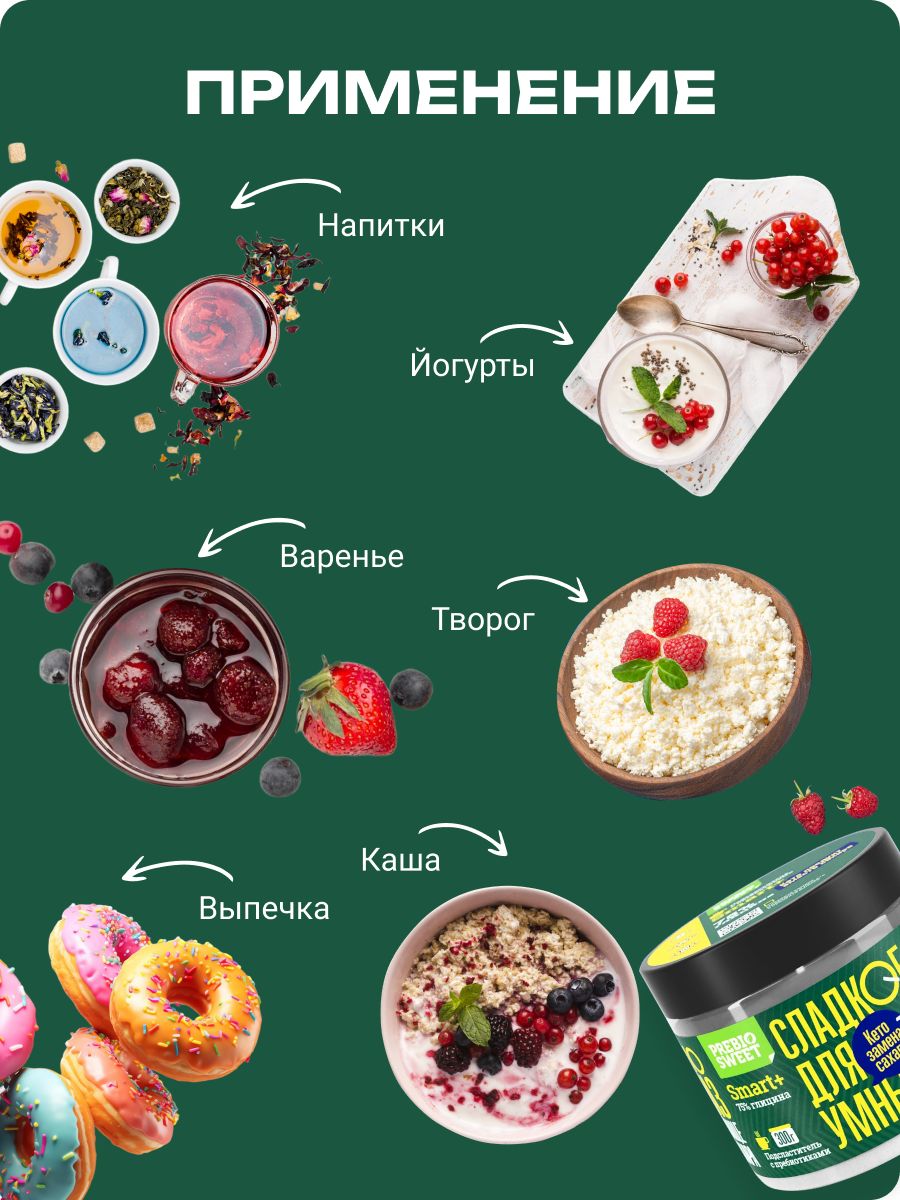 Столовый подсластитель Пребиосвит Смарт Плюс с глицином 300 г Сладость х10 - фото 8