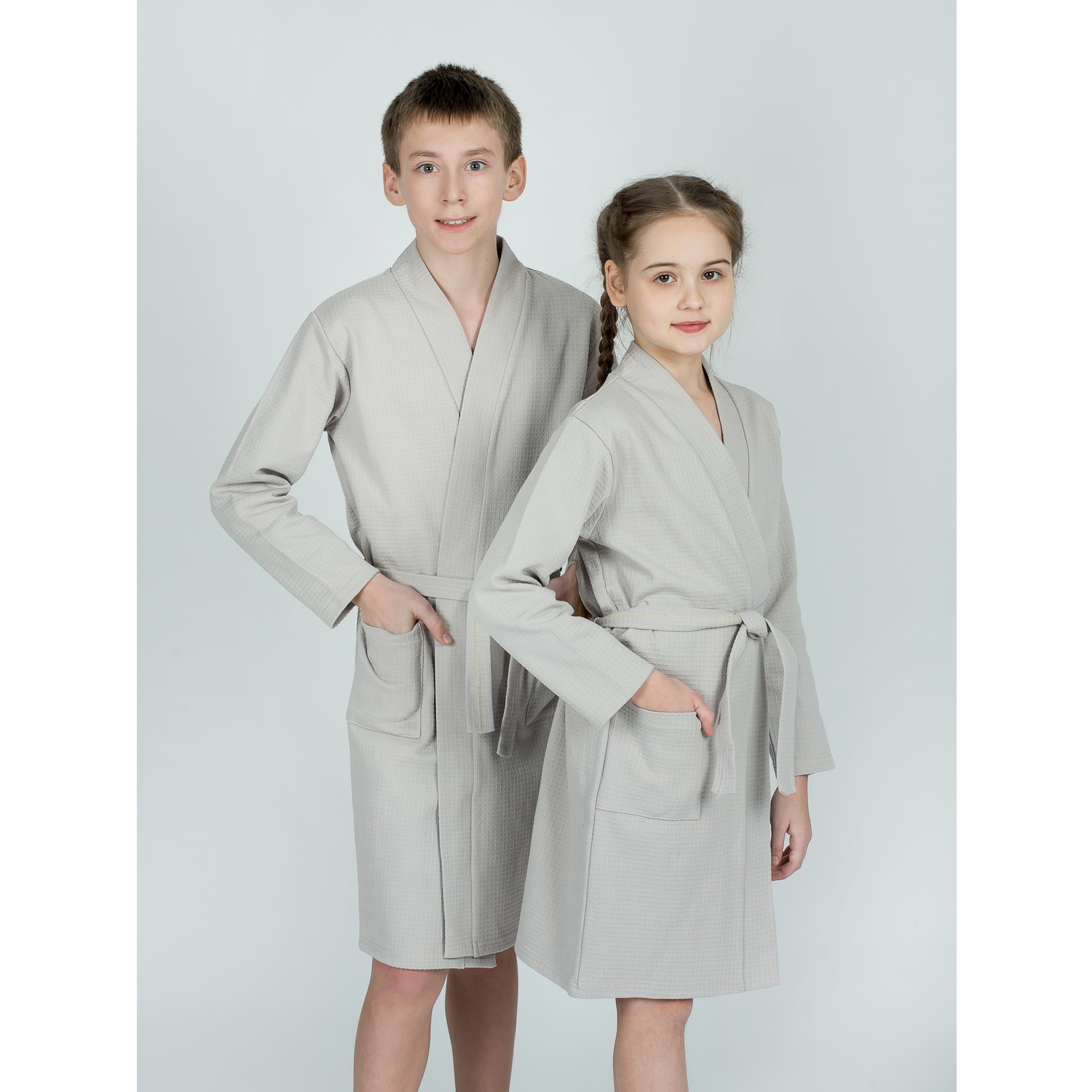 Халат KiMMi co К-1408913 св.серый - фото 3