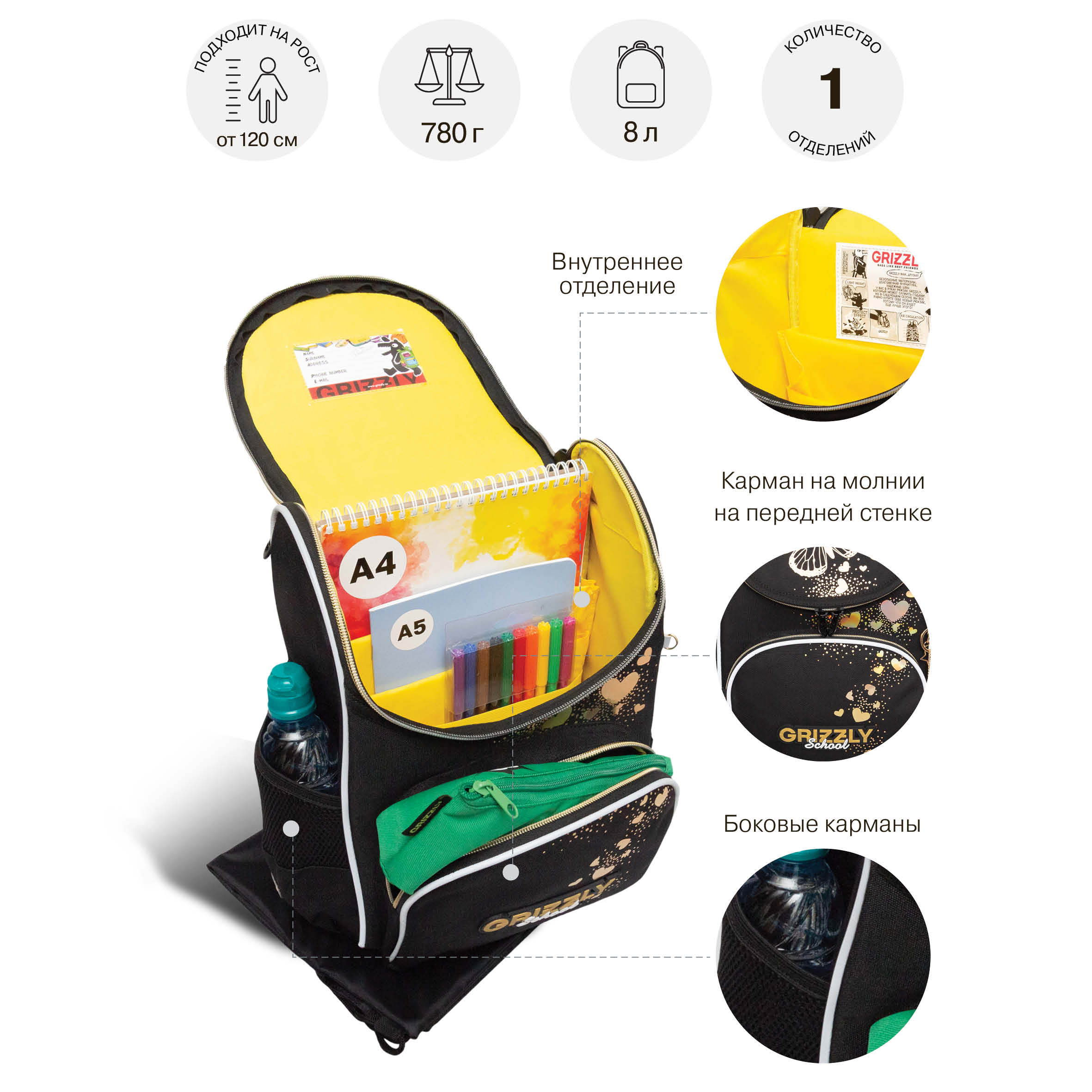 Ранец Grizzly для девочки - фото 7