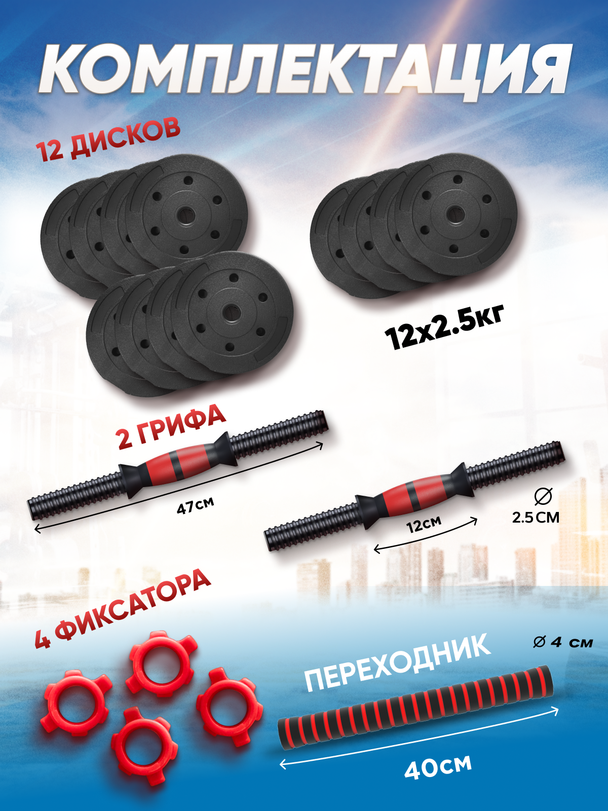 Набор блинов с грифом БлинДаГриф гантель 15кг 2шт - фото 5