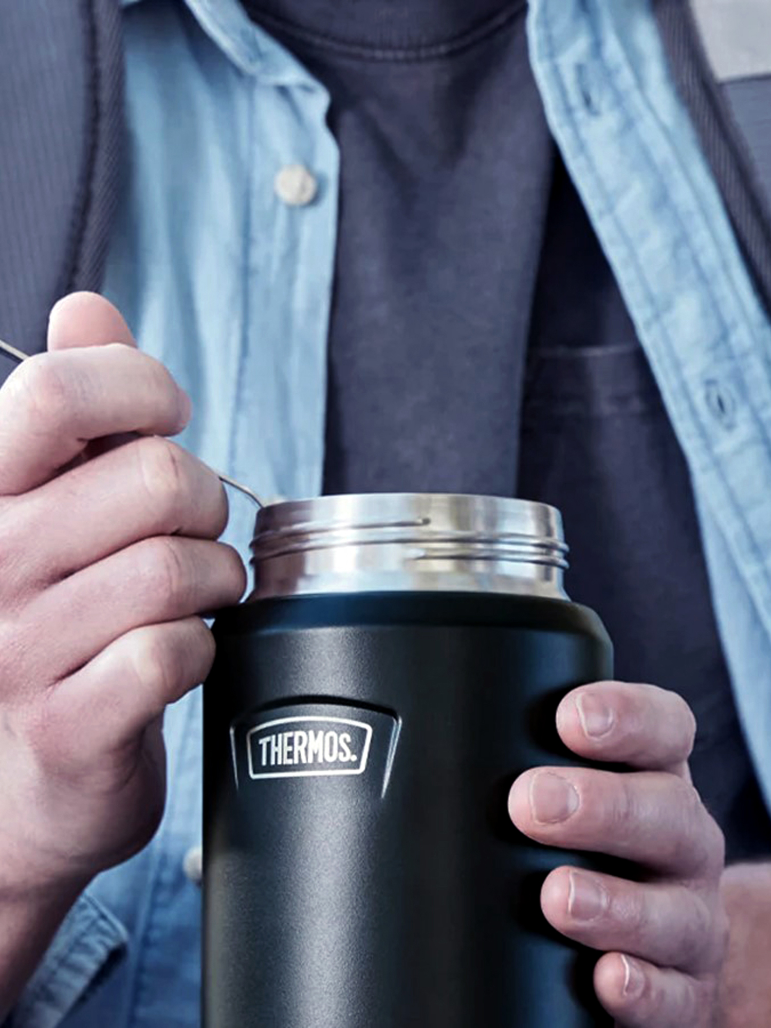 Термос для еды супа 470 мл с ложкой THERMOS ICON-300 гранитный – нержавеющая сталь герметичный тепло/холод 10/24 часа - фото 17