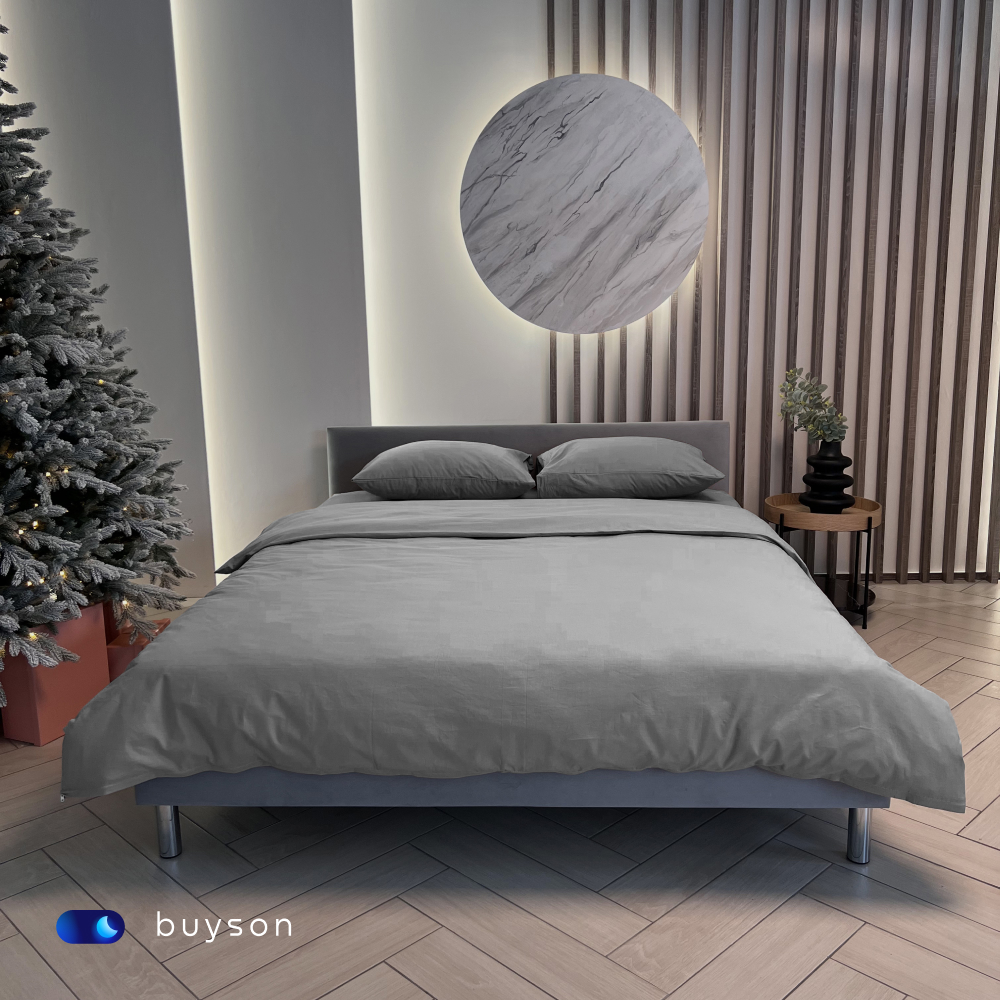 Комплект наволочек buyson BuyRelax 50х70 см, хлопковый перкаль, цвет стальной - фото 9