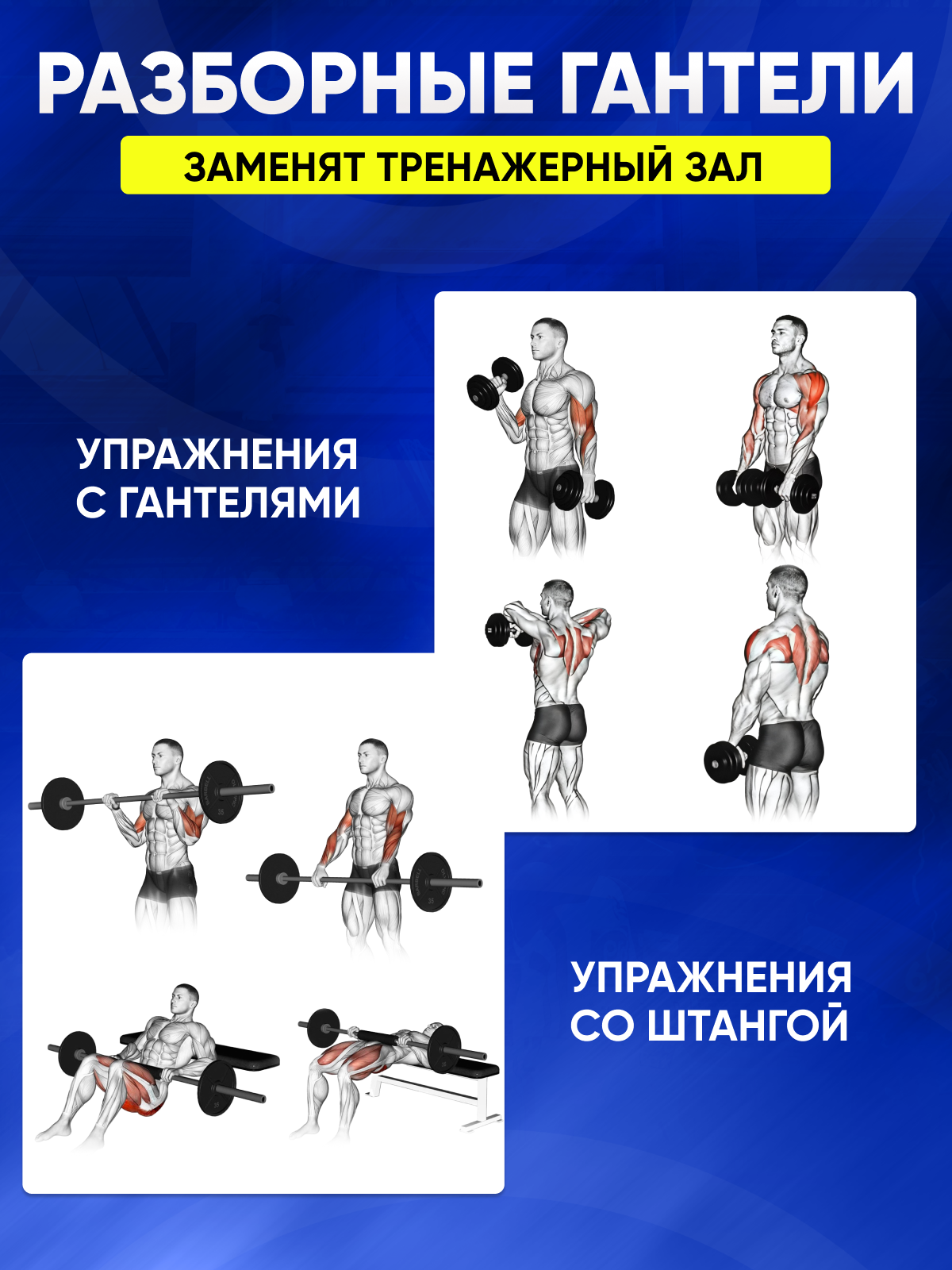 Набор блинов с грифом БлинДаГриф штанга 6кг - фото 8
