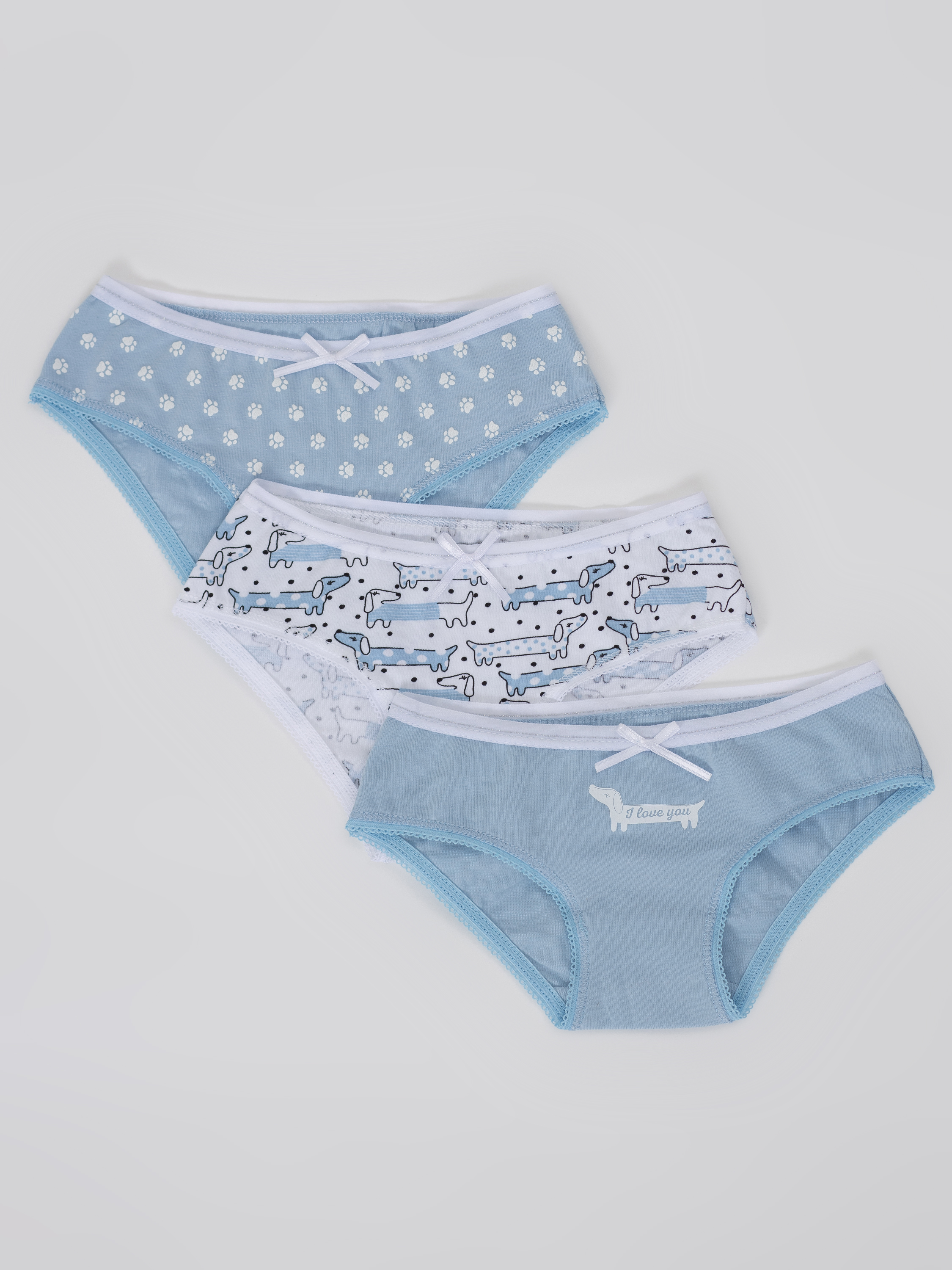 Трусы 3 шт Linas baby 1668-18 Голубой-Белый - фото 1