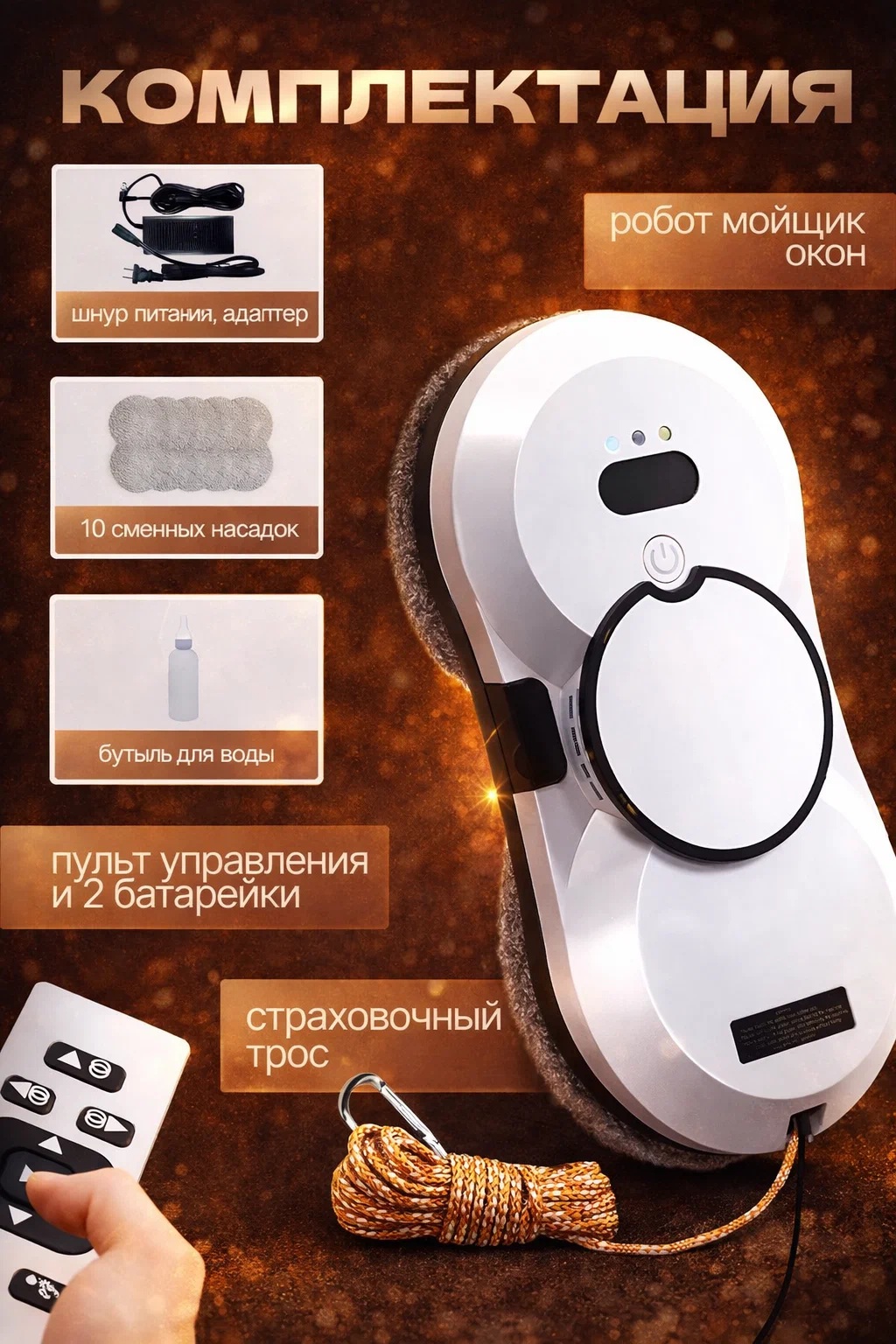 Робот мойщик окон с распылителем + пульт CASTLELADY стеклоочиститель вакуумный - фото 7