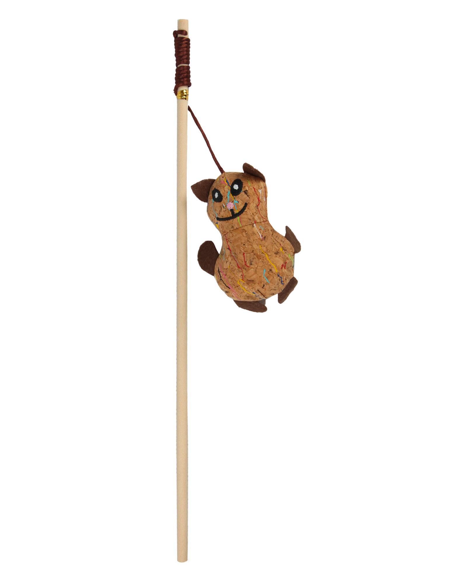 Игрушка для кошек Barbaks Дразнилка из искусственной кожи на деревянной палочке 43см - фото 5