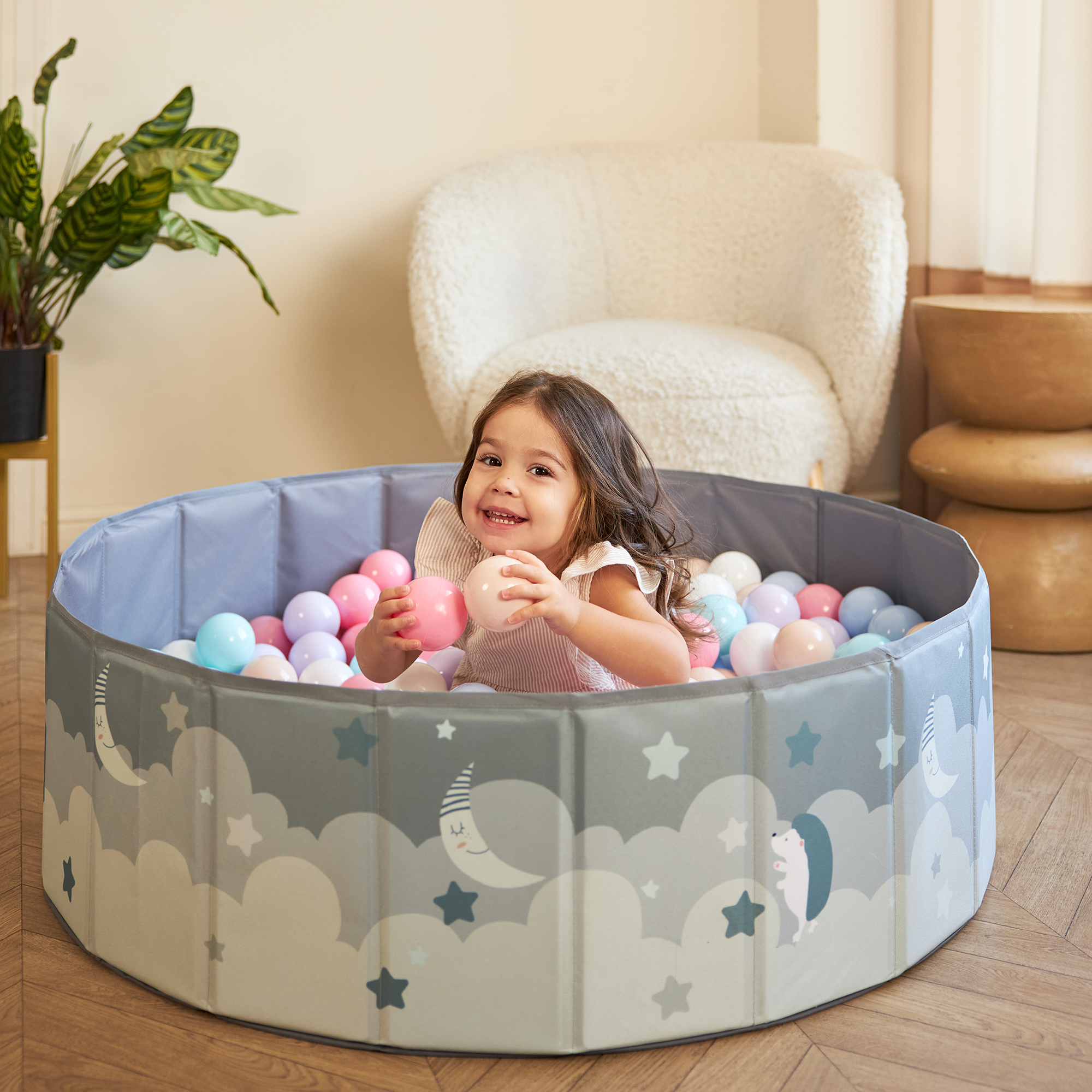 Сухой бассейн для шариков UNIX Kids Moon 100 grey без шариков - фото 9