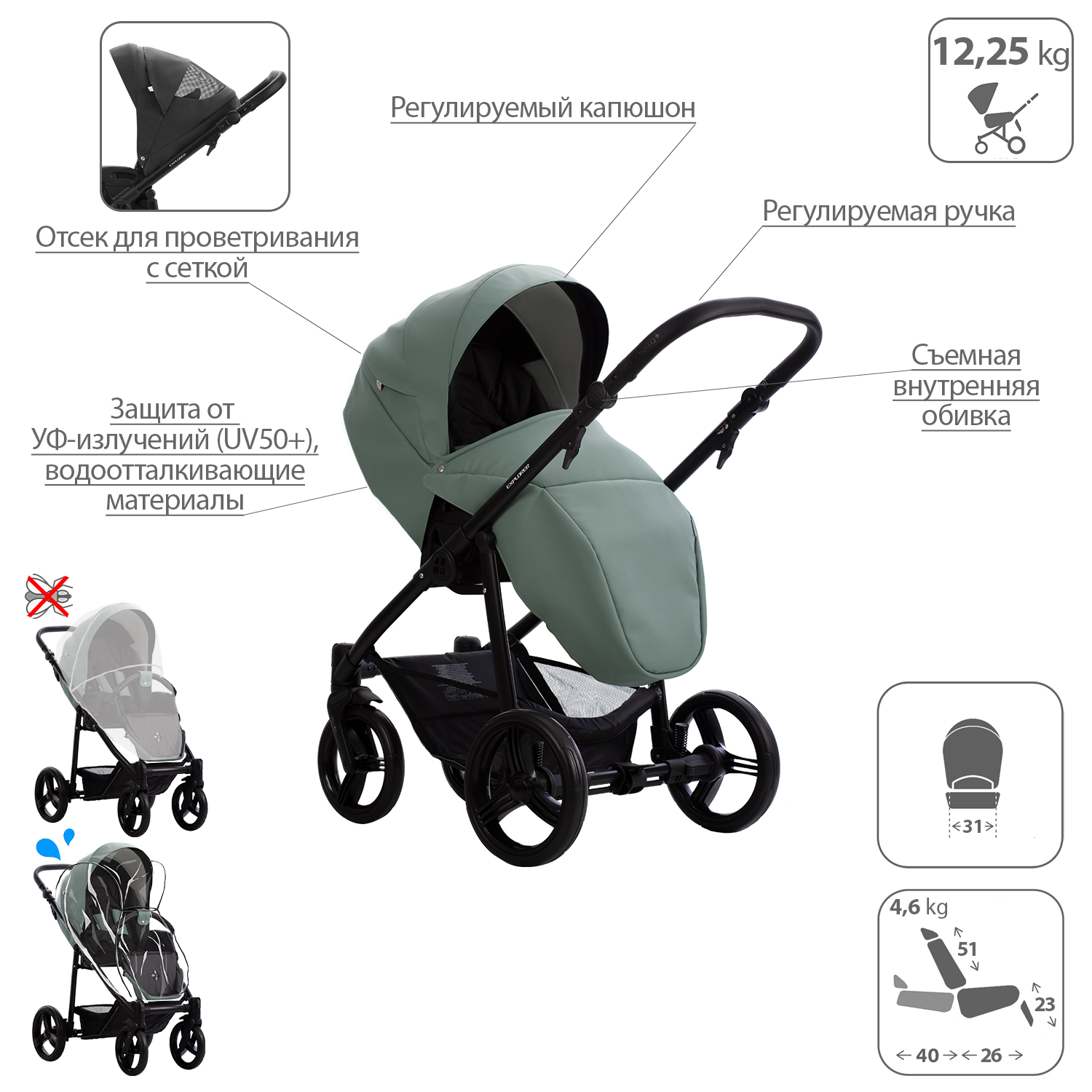 Коляска 2в1 Bebetto Explorer Air Pro - фото 5