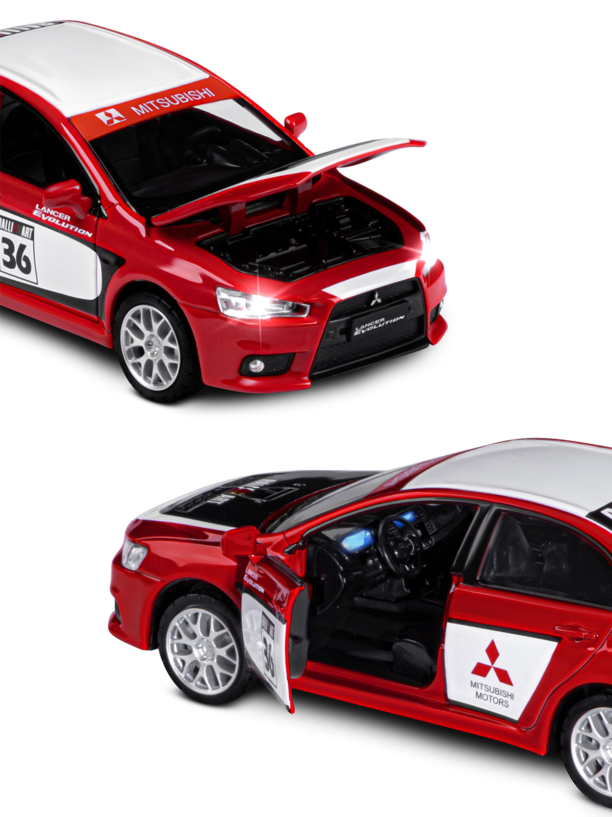 Автомобиль АВТОпанорама Mitsubishi Lancer Evolution 1:32 JB1251543 - фото 9