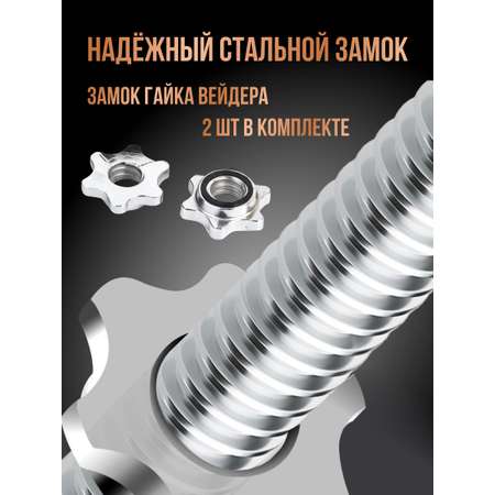 Гриф гантельный хромированный Perfetto Sport 40 см d 25 мм обрезиненная ручка чёрно/красная замок гайка PS-832