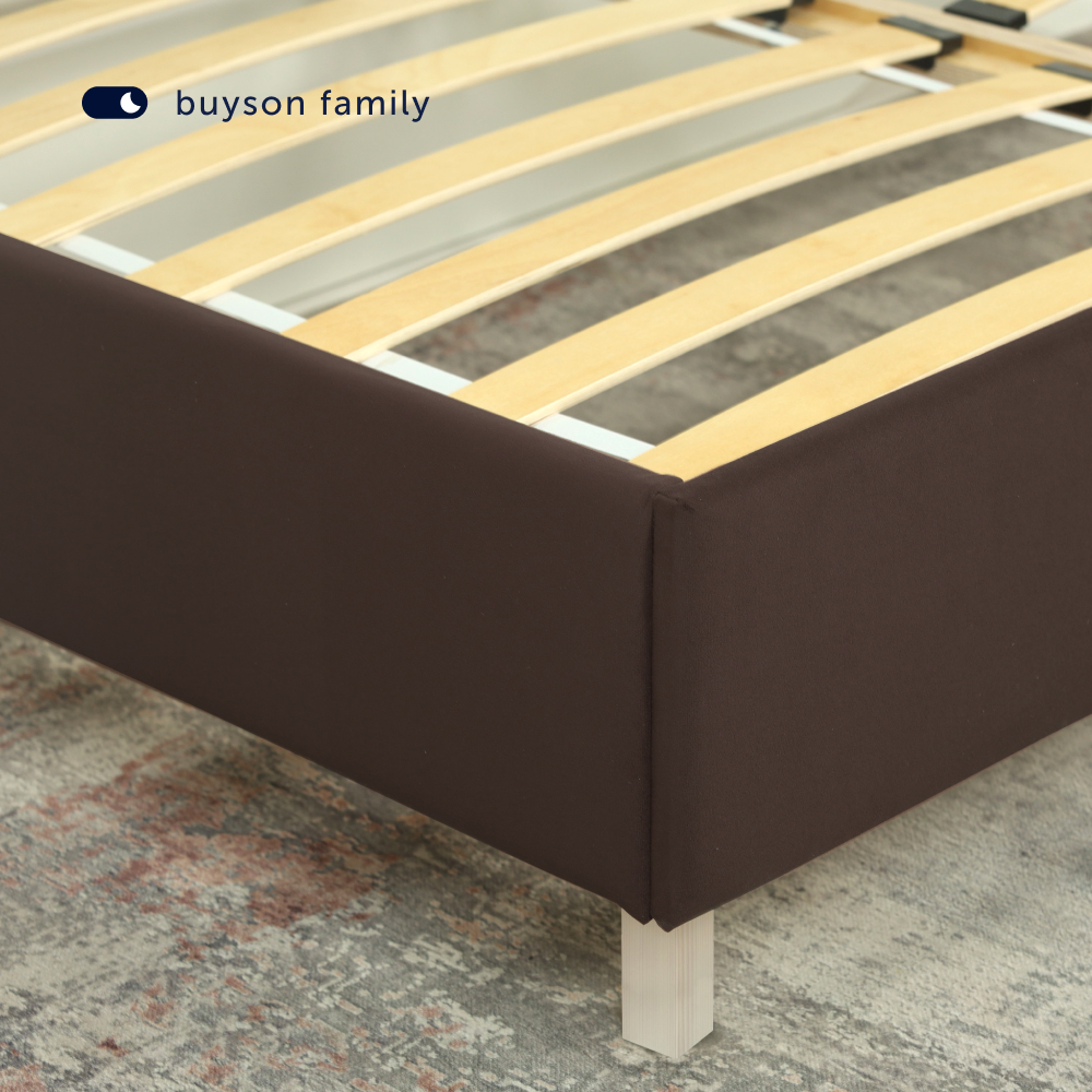 Двуспальная кровать buyson BuyGlory 200х160 коричневая микровелюр - фото 8
