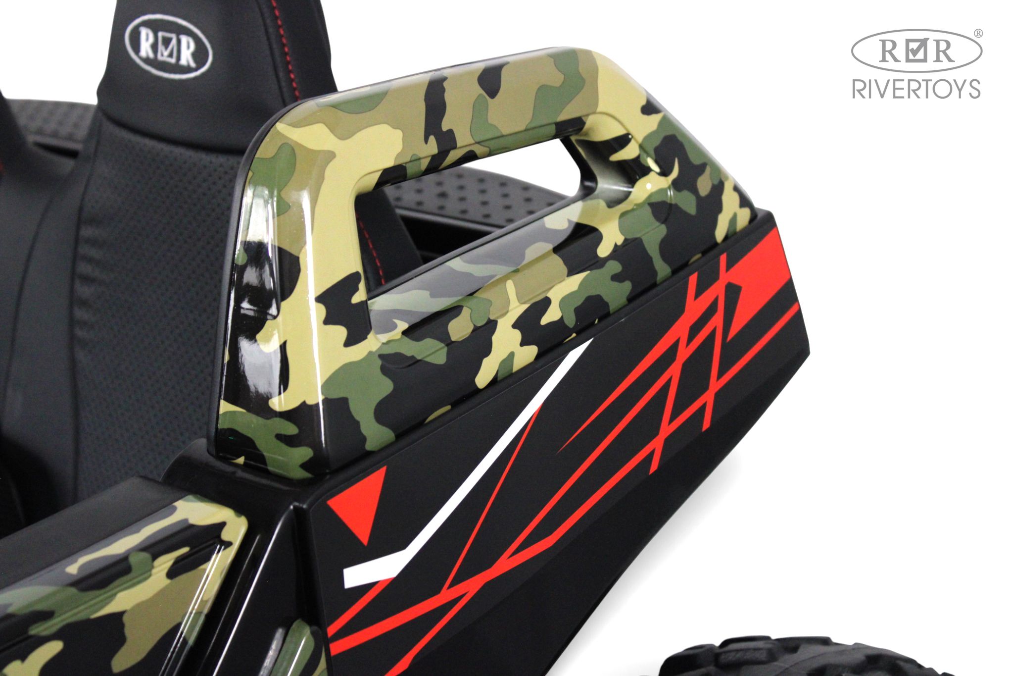 Электромобиль RIVERTOYS A707AA-LUX-NEW-GREEN-CAMOUF С пультом ДУ - фото 11