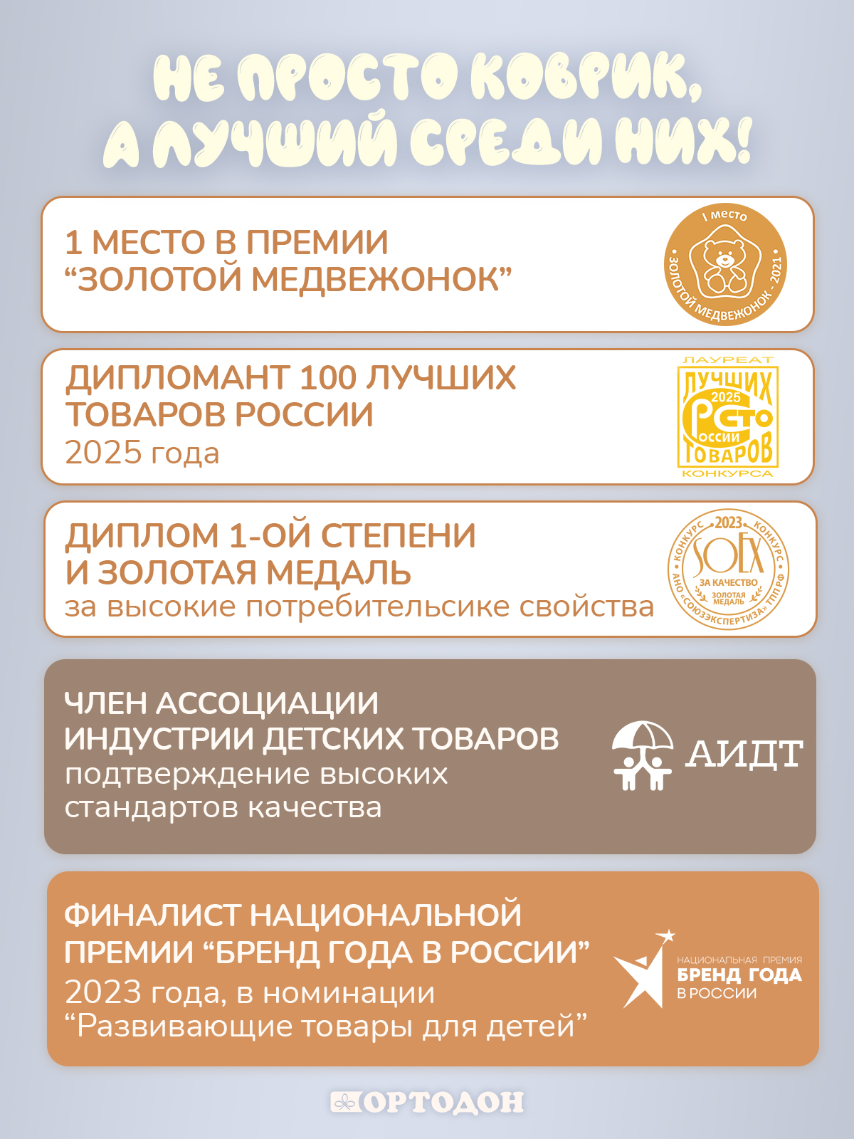 Коврик-пазл Ортодон массажный развивающий детский 26 x 122 см - фото 3