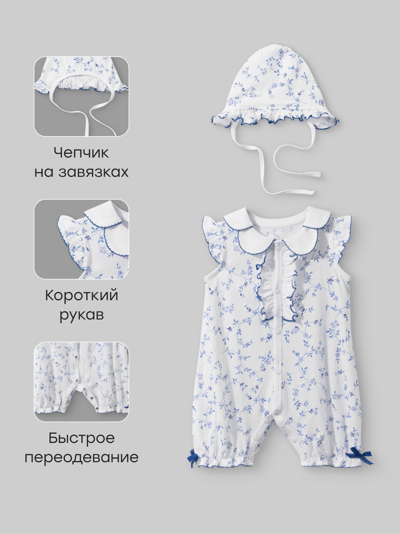 Комплект Happy Baby 90164-0_blue(flowers) - фото 2