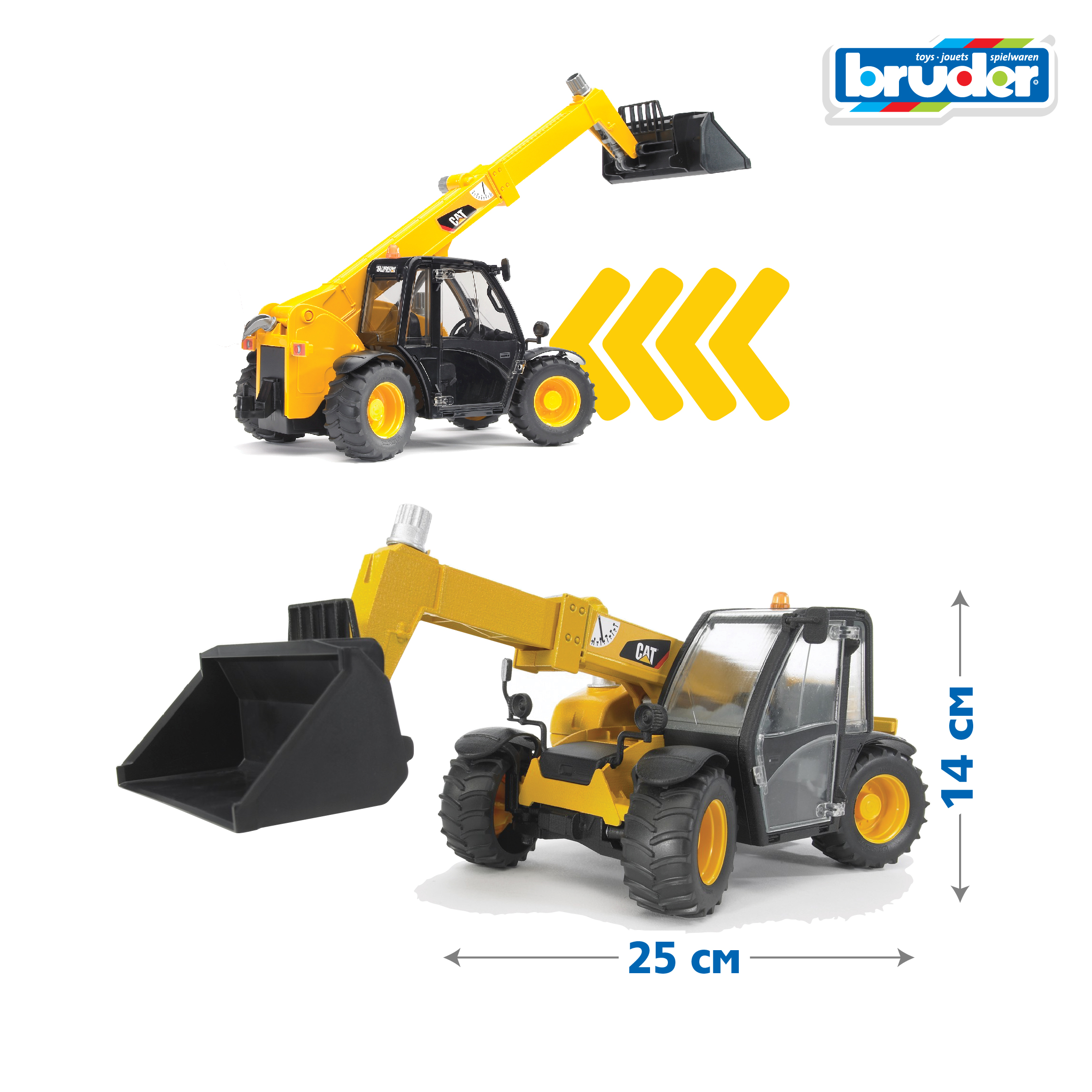 Погрузчик Bruder CAT Telehandler с ковшом 1:16 02-141 - фото 2