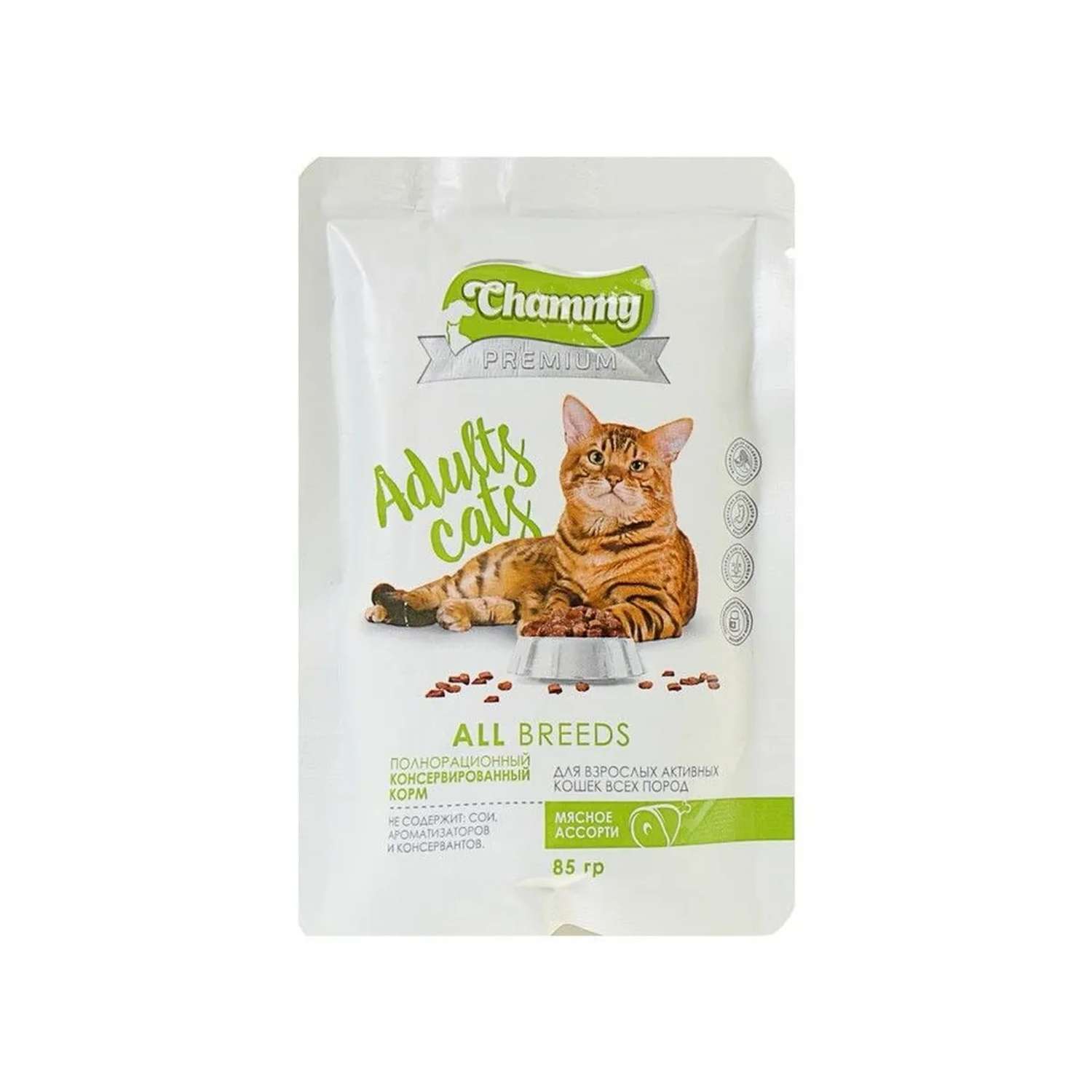Корм для взрослых кошек Chammy Premium мясное ассорти 85г - фото 1