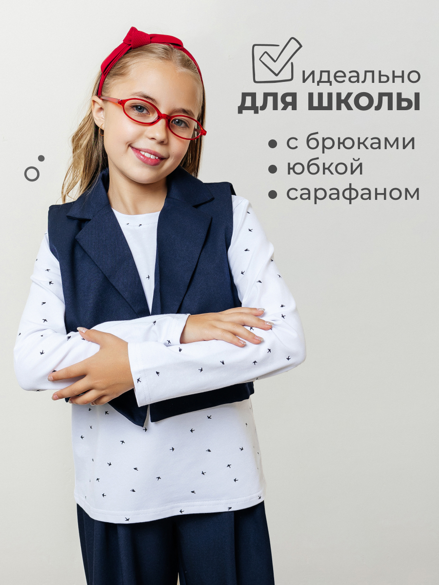 Лонгслив Селтекс Ю_ДК1 белый/ласточки черный - фото 4