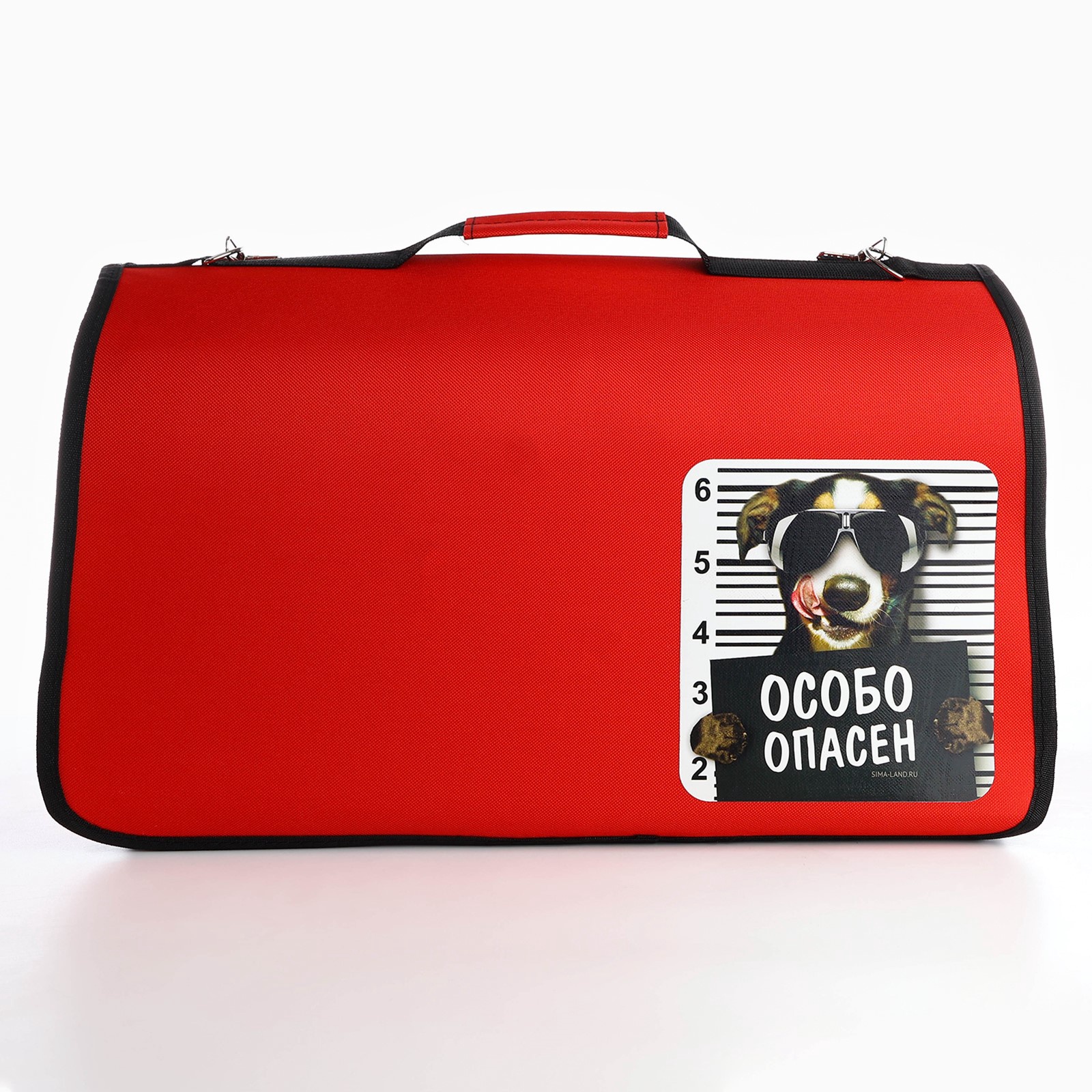 Сумка-переноска Пушистое счастье раскладная каркасная «Особо опасен» 52x22x29 см - фото 3