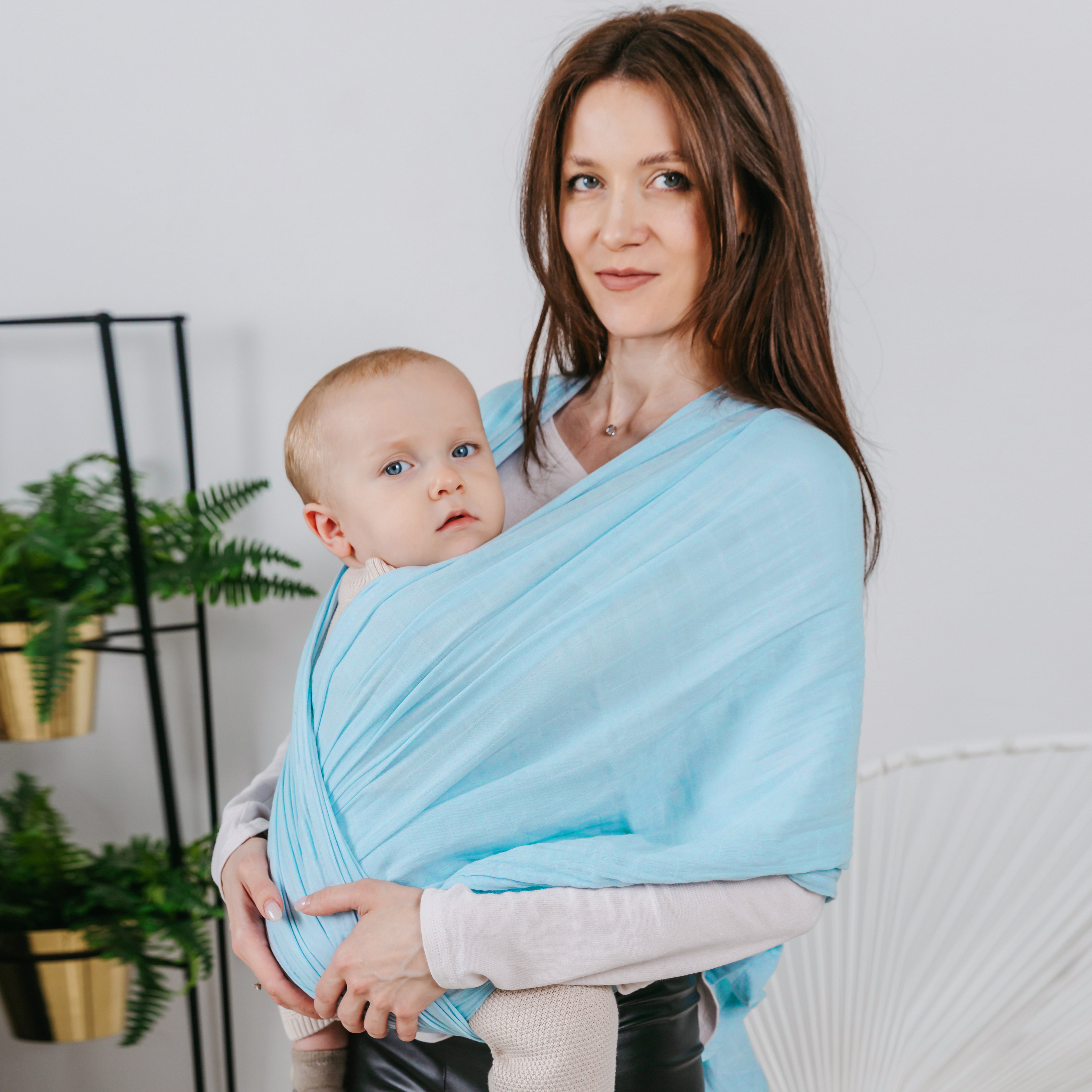 Слинг-шарф inlovery «Муслин» хлопок голубой - фото 5