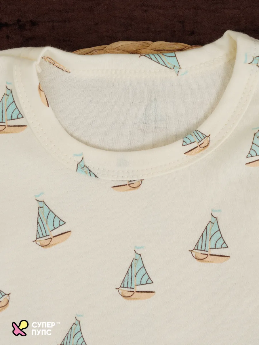 Футболка и штанишки Супер Пупс нбр/фут/штан/паруса/кофе - фото 7