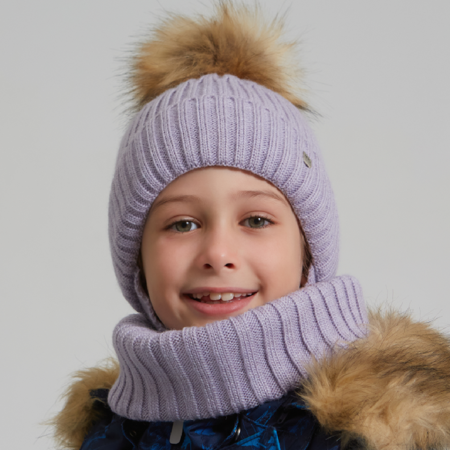 Шапка и снуд KUBRIO KU-H-112-FurPomREB-Lgrey - фото 9