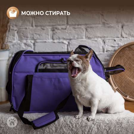 Сумка-переноска Не один дома Тревел Фиолетовый 48*25*33см