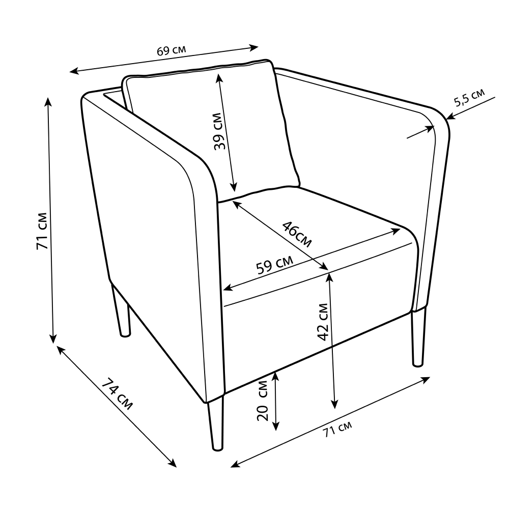 Мягкое кресло IKEA Экера 71х74х71 см бежевый велюр - фото 7