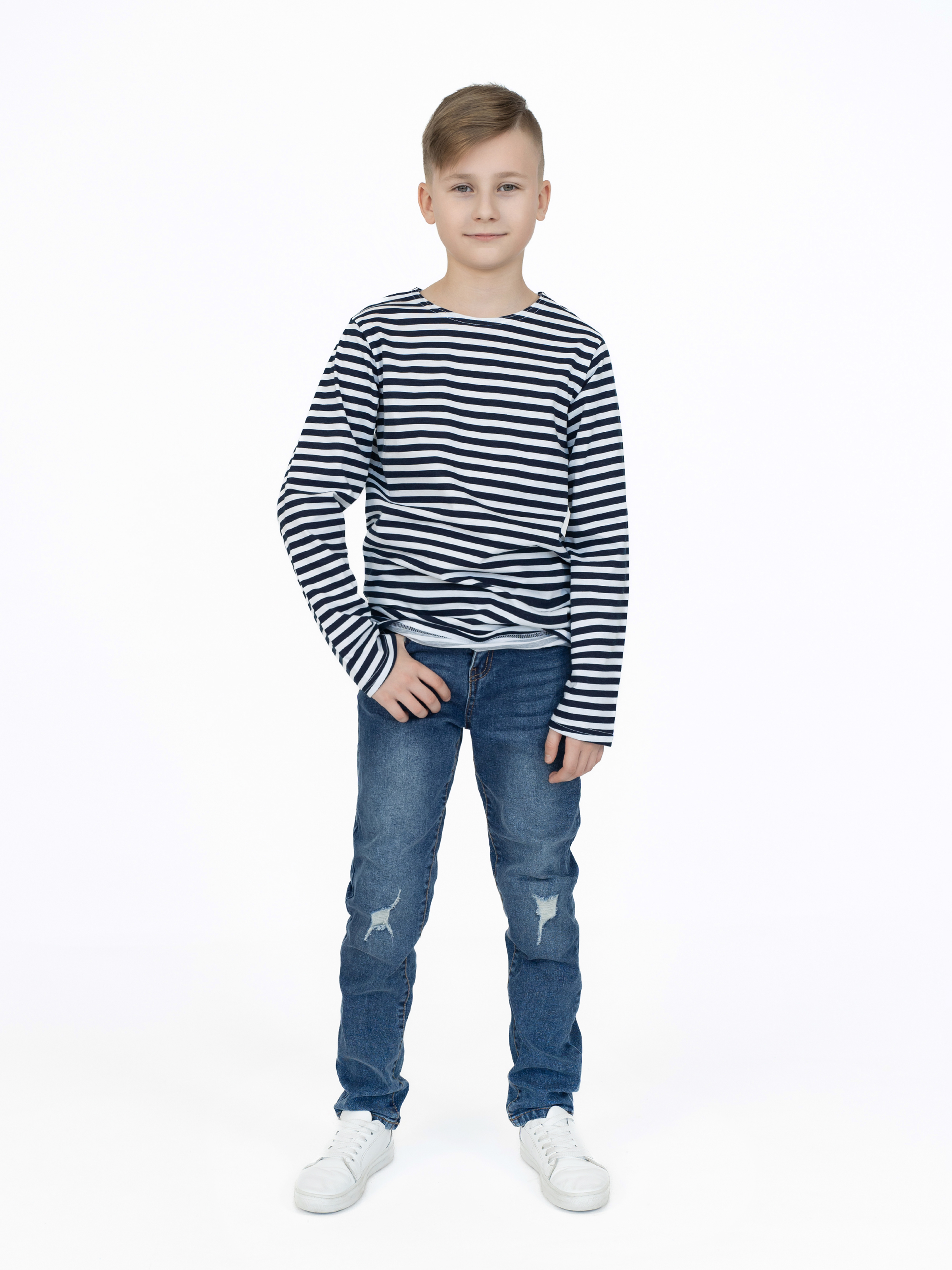 Лонгслив Утенок 516 темно-синий полоска - фото 37