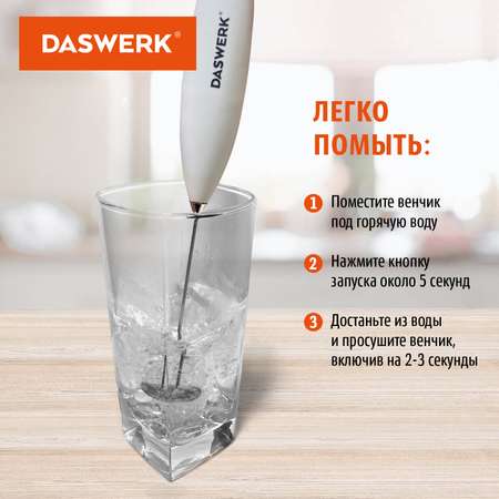 Капучинатор электрический DASWERK вспениватель молока для дома и кухни с подставкой питчером трафаретами