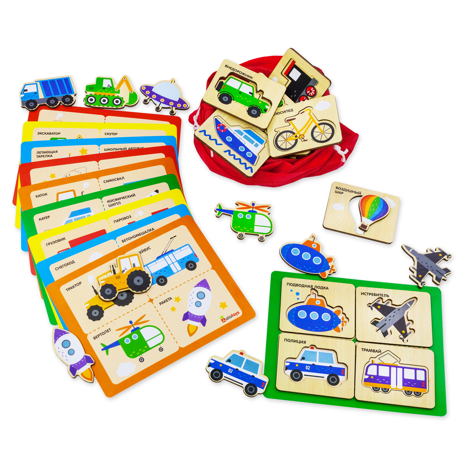 Настольная игра Alatoys 64 детали, 10 карточек МАШИНКИ - фото 12