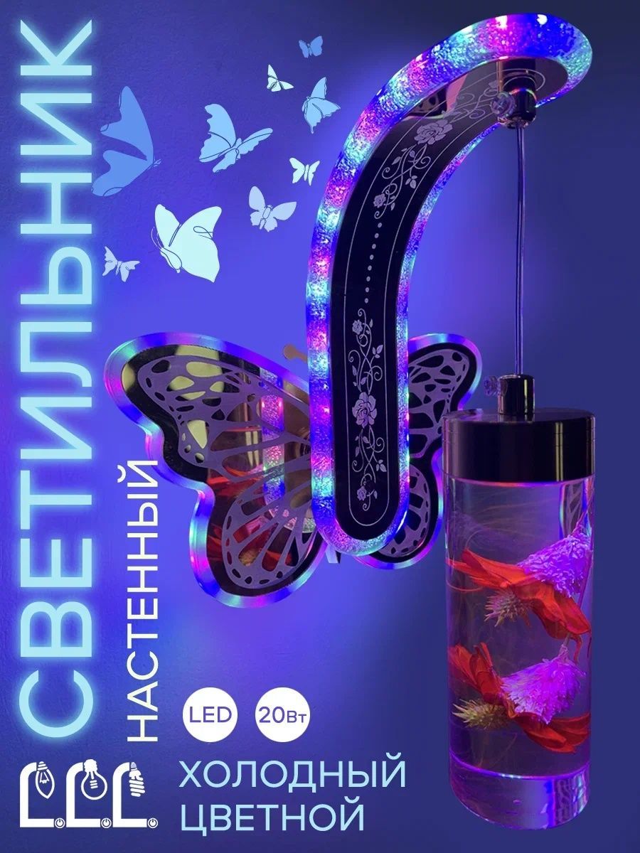 Бра настенный светильник LLL Бабочка красный - фото 3