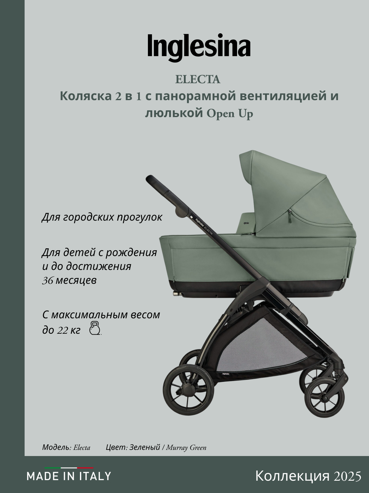 Коляска 3в1 Inglesina зеленый - фото 25