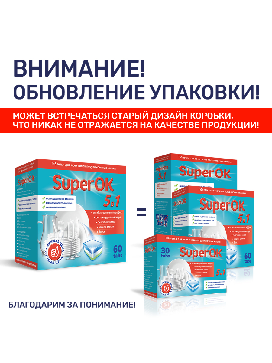 Таблетки SuperOK для посудомоечных машин 100 шт - фото 8