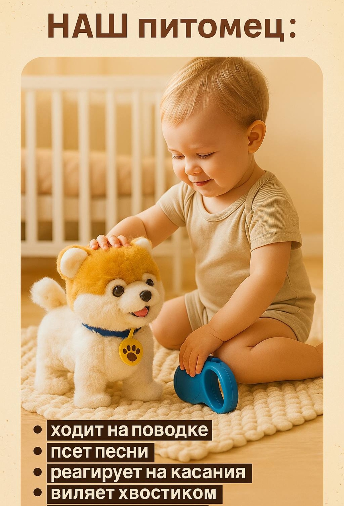 Мягкая игрушка BalaToys Мягкая Игрушка На Поводке - фото 2