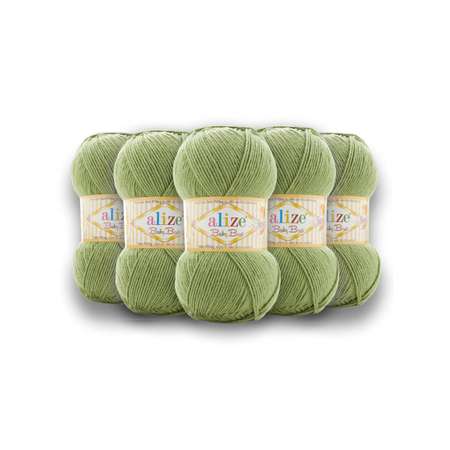Пряжа для вязания Alize baby best бамбук акрил с эффектом антипиллинг 100 г 240 м 485 зеленная трава 5 мотков