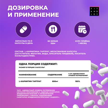 L карнитин FIT AND JOY 90 капсул