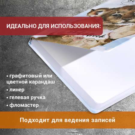 Блокнот-скетчбук Brauberg с белыми страницами для рисования эскизов 80 листов