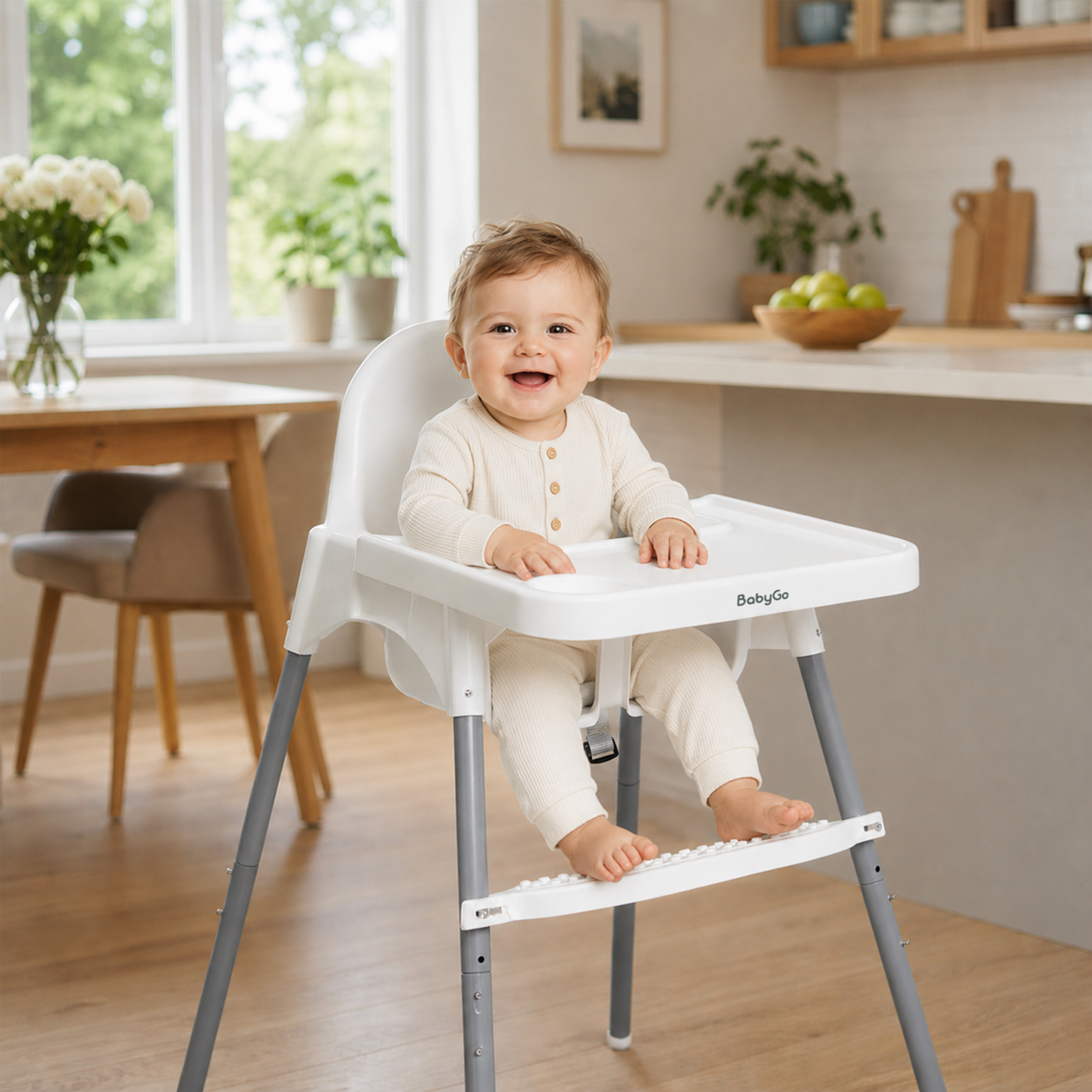 Стульчик для кормления BabyGo Snack Time белый - фото 3