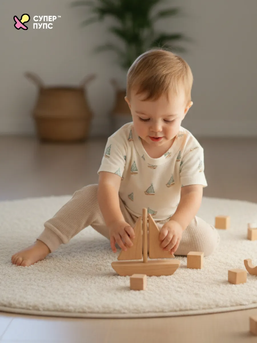 Футболка и штанишки Супер Пупс нбр/фут/штан/паруса/кофе - фото 17