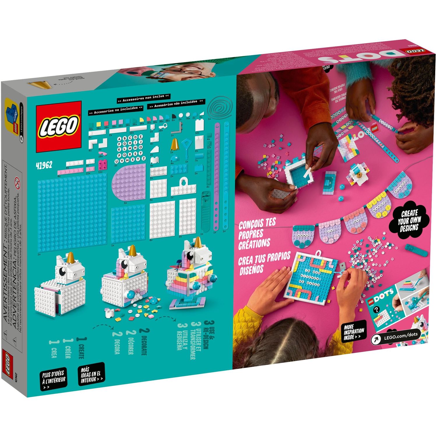 Конструктор LEGO DOTS Творческий набор Единорог 707 дет. - фото 6